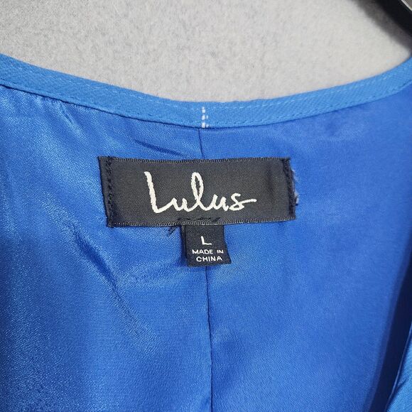 New Lulus Albion Blue Floral Maxi True Wrap Dress Size Large Flowy Formal - Picture 8 of 8